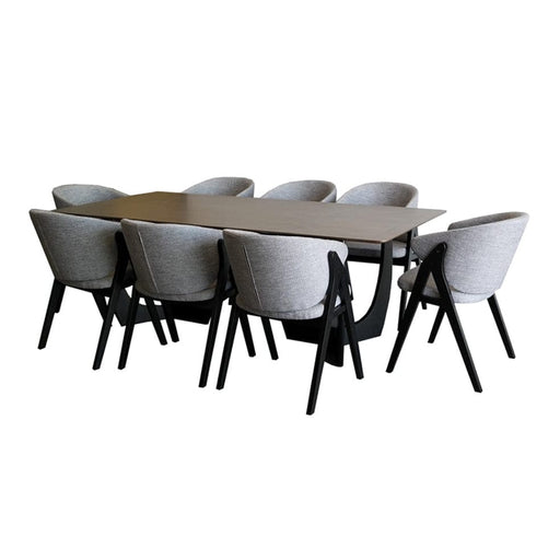 elevenpast Hamptoms 9 Piece Dining Table and Chairs Oak Veneer VT-3315+IVC-1306(8)