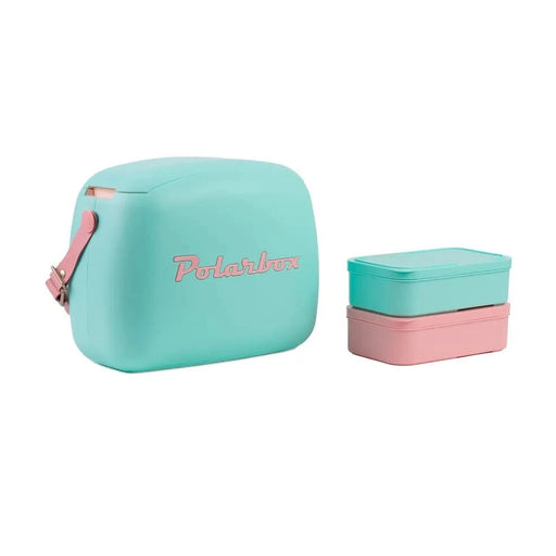 elevenpast Beverage Cooler Polarbox Retro Cooler Box 6L Cyan Rosa | Includes 2 Lunch Boxes 10011 8436582993485