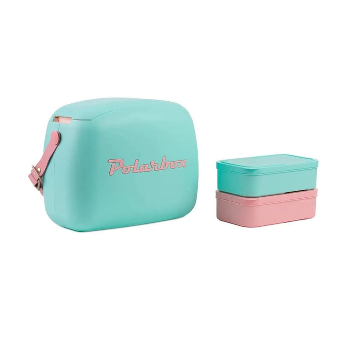 elevenpast Beverage Cooler Polarbox Retro Cooler Box 6L Cyan Rosa | Includes 2 Lunch Boxes 10011 8436582993485
