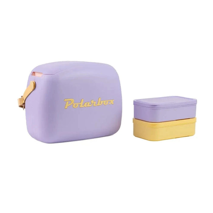 elevenpast Beverage Cooler Polarbox Retro Cooler Box 6L Lilac Yellow | Includes 2 Lunch Boxes 10013 8436582993492