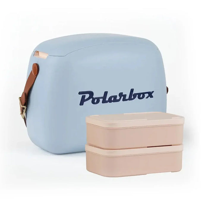 elevenpast Polarbox Retro Cooler Box 6L Denim Blue | Includes 2 Lunch Boxes 10039