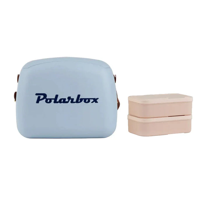 elevenpast Polarbox Retro Cooler Box 6L Denim Blue | Includes 2 Lunch Boxes 10039