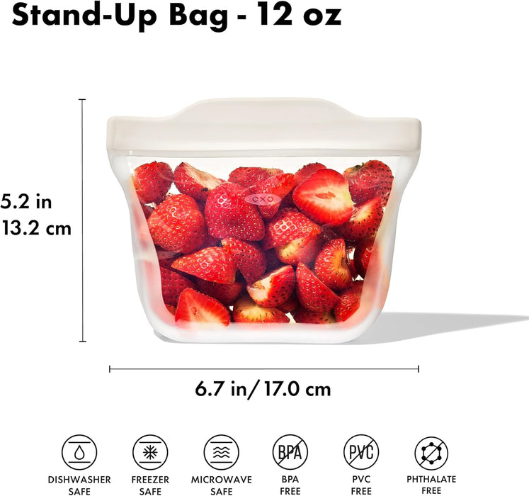 elevenpast reusable silicone food bag OXO Good Grips Silicone Stand-Up Reusable Bag – 335ml 11386000 840097707501