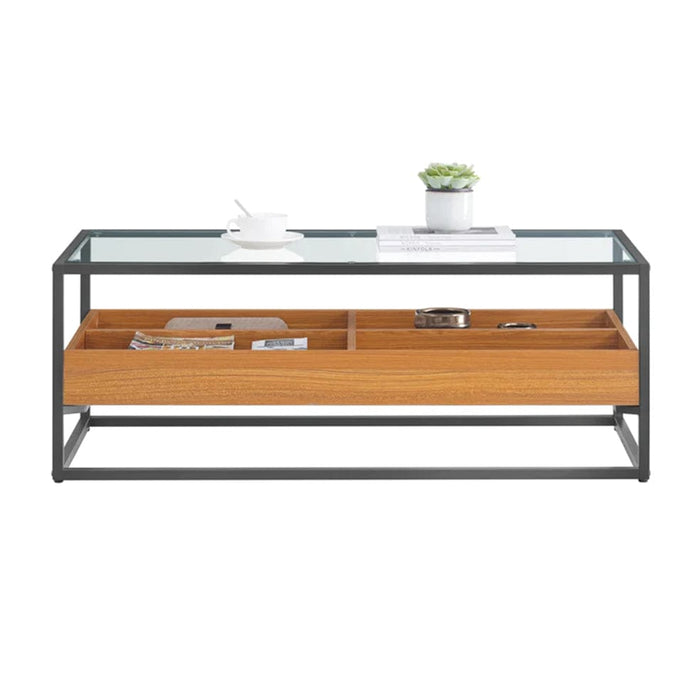 elevenpast Desks Spencer Wood, Metal and Glass Coffee Table 1200233 6009552940325