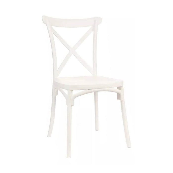 elevenpast Kitchen & Dining Room Chairs White Alan Polypropylene Cross Back Dining Chair Black | White | Brown 1200260 6009552940974