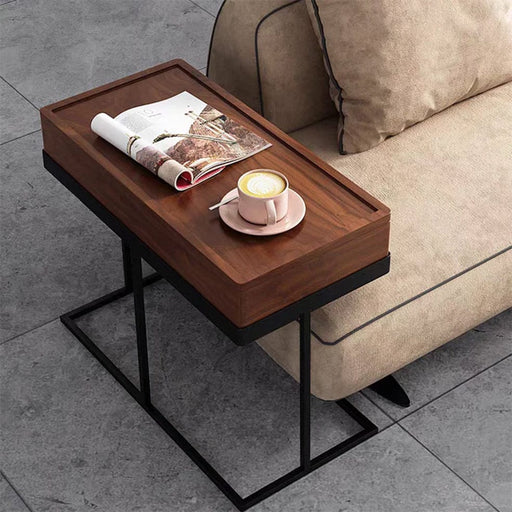 elevenpast Side Table Poppins Hidden Storage Side Table – Walnut Finish 1200395 6009552949212