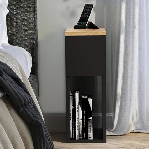 elevenpast Side Table SlimForm Black Bedside Table - 55cm 1200399 6009552949250