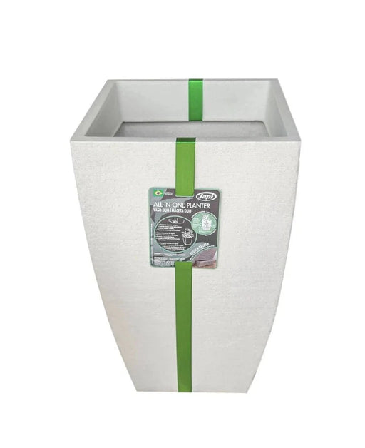 elevenpast Pots & Planters All In One Modern Square Japi Planter in Off White - 3 Sizes