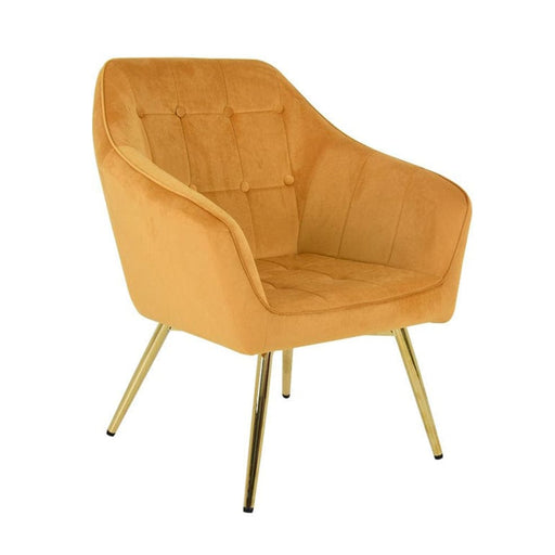 elevenpast Mustard Sonja Occasional Chair Velvet - Gold Metal Frame 1389586 633710857482