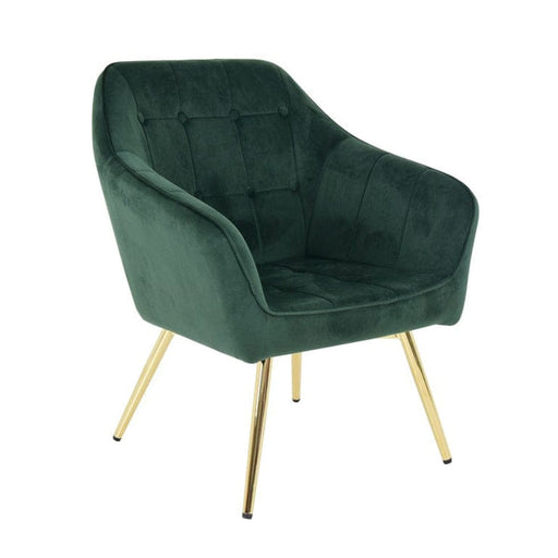 elevenpast Green Sonja Occasional Chair Velvet - Gold Metal Frame 1389609 633710857475