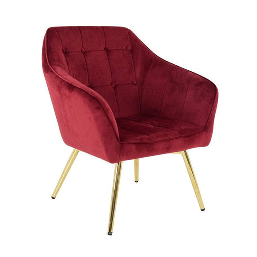 elevenpast Red Sonja Occasional Chair Velvet - Gold Metal Frame 1389623 633710857468