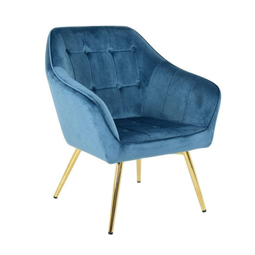 elevenpast Blue Sonja Occasional Chair Velvet - Gold Metal Frame 1389647 633710857451