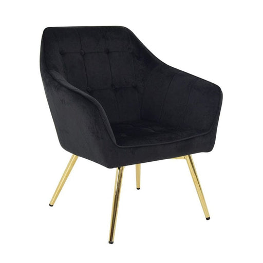 elevenpast Black Sonja Occasional Chair Velvet - Gold Metal Frame 1389661 633710857444