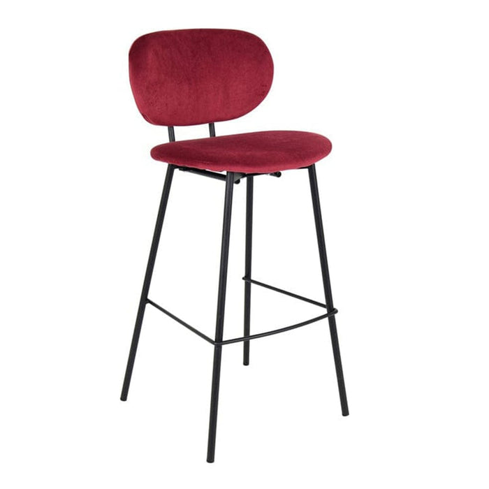 elevenpast kitchen stool Red Sybil Velvet Bar Stool - Black Metal Frame 1390186 633710857499
