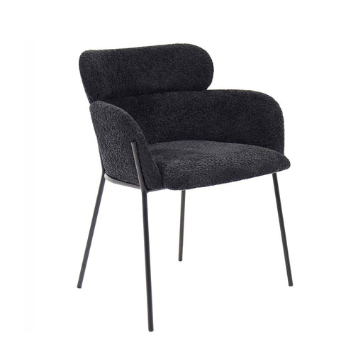 elevenpast Kitchen & Dining Room Chairs Black Bonnie Metal and Fabric Dining Chair Black | Grey 1398120