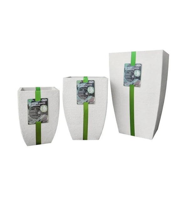 elevenpast Pots & Planters All In One Modern Square Japi Planter in Off White - 3 Sizes