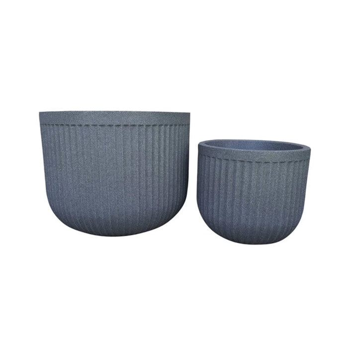 elevenpast Pots & Planters Flute Round Japi Planter Charcoal