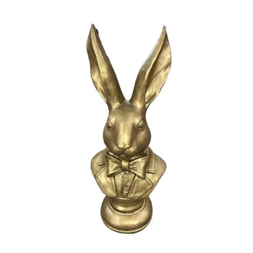elevenpast Decor Large Tuxed Bunny Head Ceramic Statue - Gold | Small or Large 17486LB140