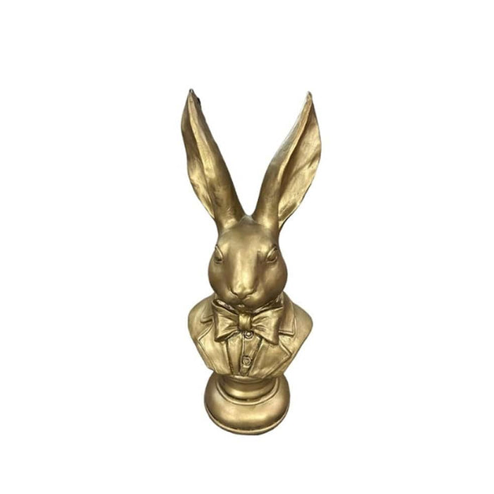 elevenpast Decor Small Tuxed Bunny Head Ceramic Statue - Gold | Small or Large 17486SB140
