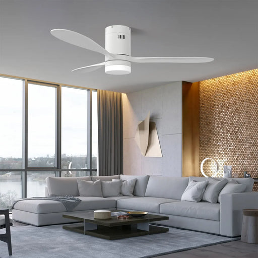 elevenpast Ceiling Fan Hugger Wooden 3-Blade Ceiling Fan with LED Light Kit – White | Black