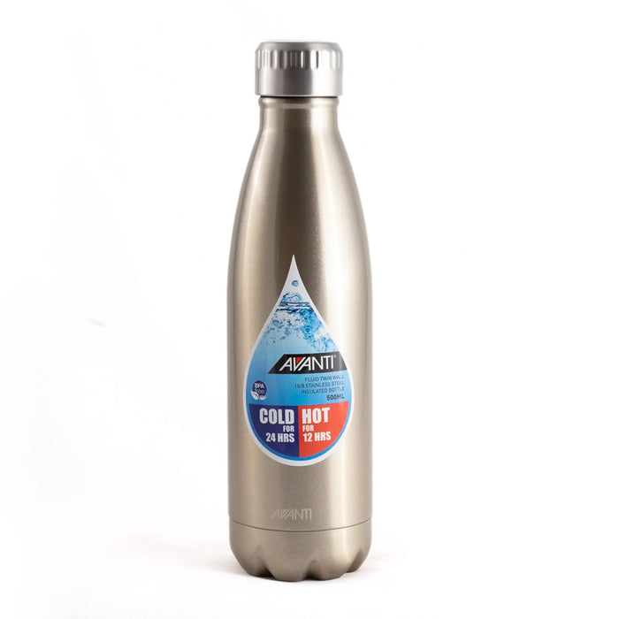 elevenpast insulating flask Avanti Fluid Vacuum Bottle in Champagne -  0.5L | 0.75L