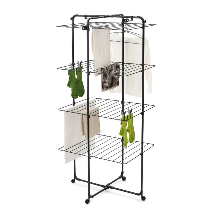 elevenpast drying rack Brabantia HangOn Tower Drying Rack, 30 metres – Matt Black | White