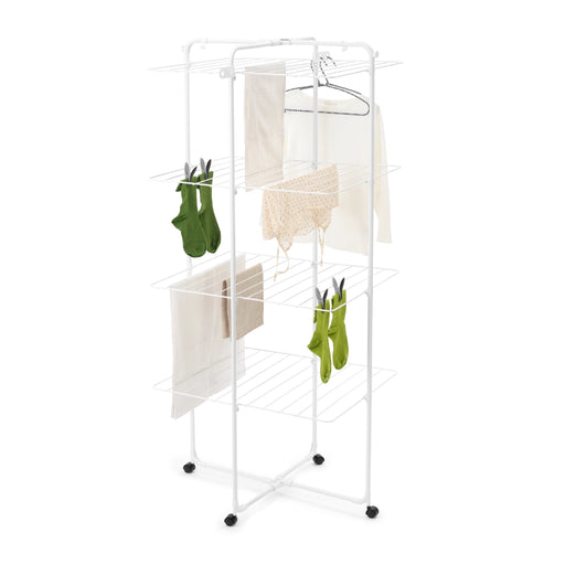 Brabantia HangOn Tower Drying Rack, 30 metres – Matt Black | White 