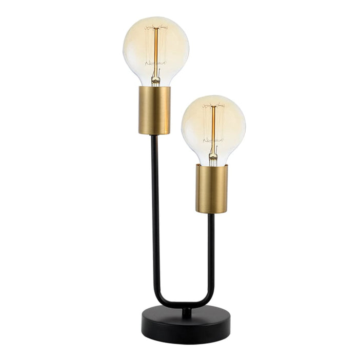 elevenpast Lamps Trophy Metal Table Lamp 2 Light Black | Gold | Chrome