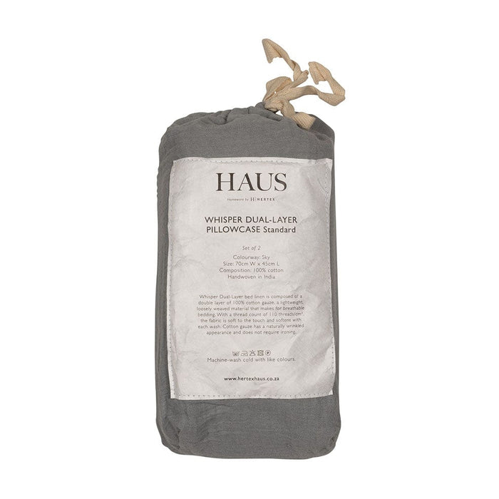 Hertex Haus bed Whisper Pillowcase Set of 2 in Cloud, Smoke, Seaglass, Sky or Wheat | King Size