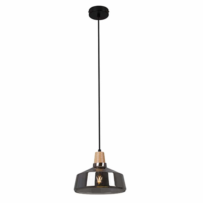 elevenpast Pendant Tallinn Glass and Wood Pendant Light | Copper or Smokey