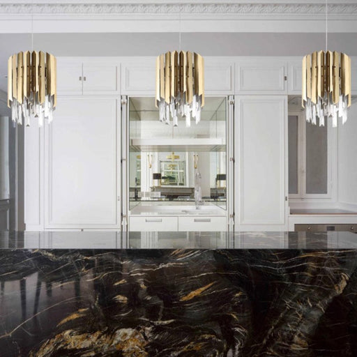 elevenpast Pendant Xylo Gold or Polished Steel Crystal Glass Pendant Light