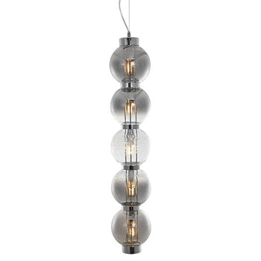 elevenpast Smokey Glass with Chrome Pearl Glass Pendant Vertical