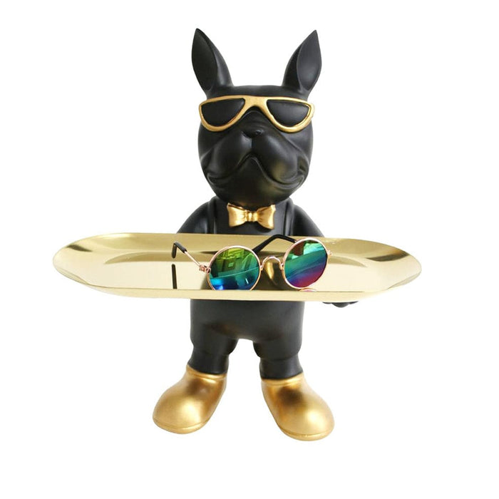 elevenpast Decor Cool Dog One Plate Standing Figure | Black or White