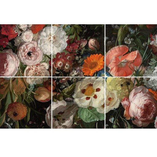elevenpast 40cm x 40cm Oversized Floral Wall Tile Stickers - Pack of 6