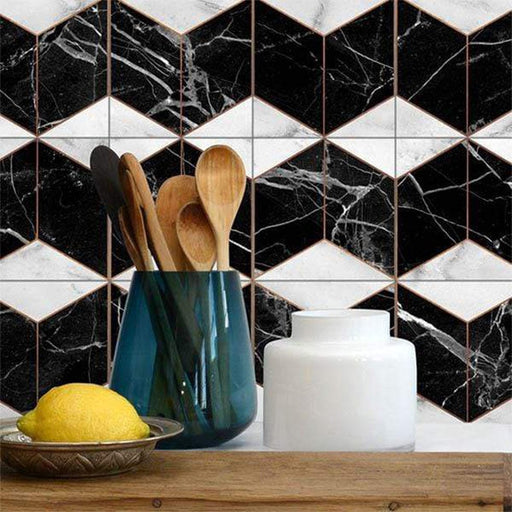 elevenpast 15cm x 15cm Geometric Marble Wall Tile Stickers - Pack of 20