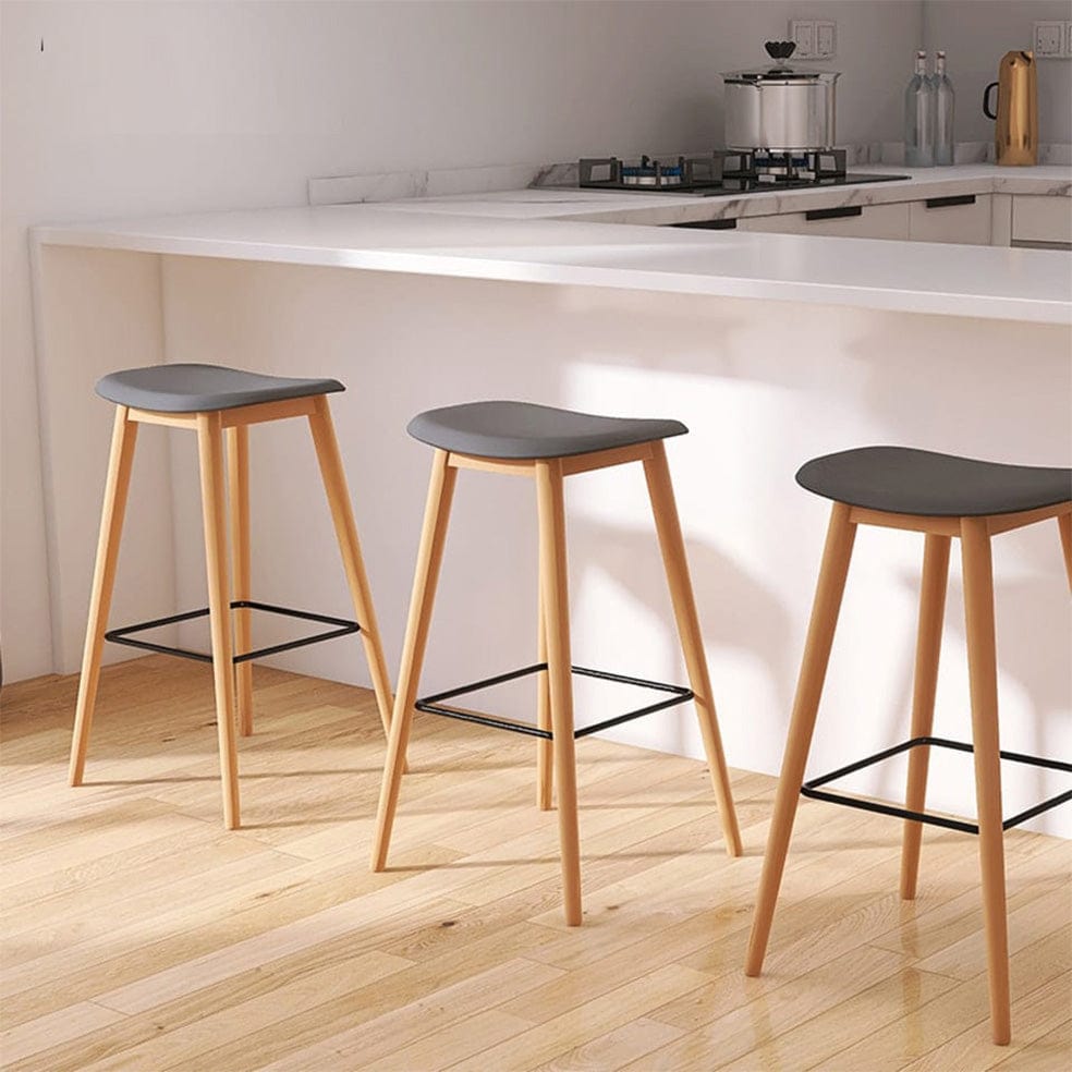 Vera Bar Stool Wood Frame with Upholstered PU Seat