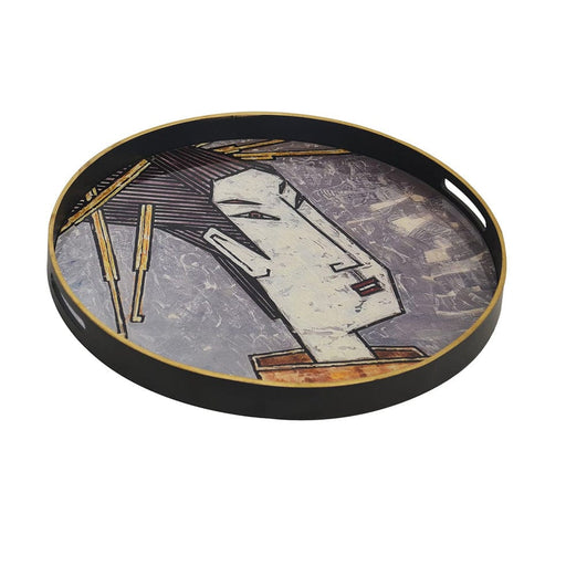 elevenpast Accessories Grey Geisha Girl Glass Tray in Yellow, Grey or Teal