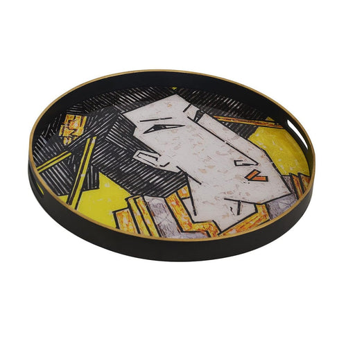 elevenpast Accessories Yellow Geisha Girl Glass Tray in Yellow, Grey or Teal
