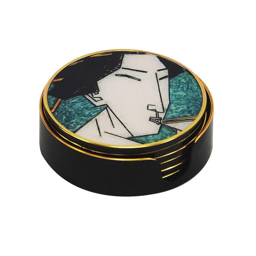elevenpast Accessories Teal Geisha Girl Coaster in Teal, Grey or Yellow