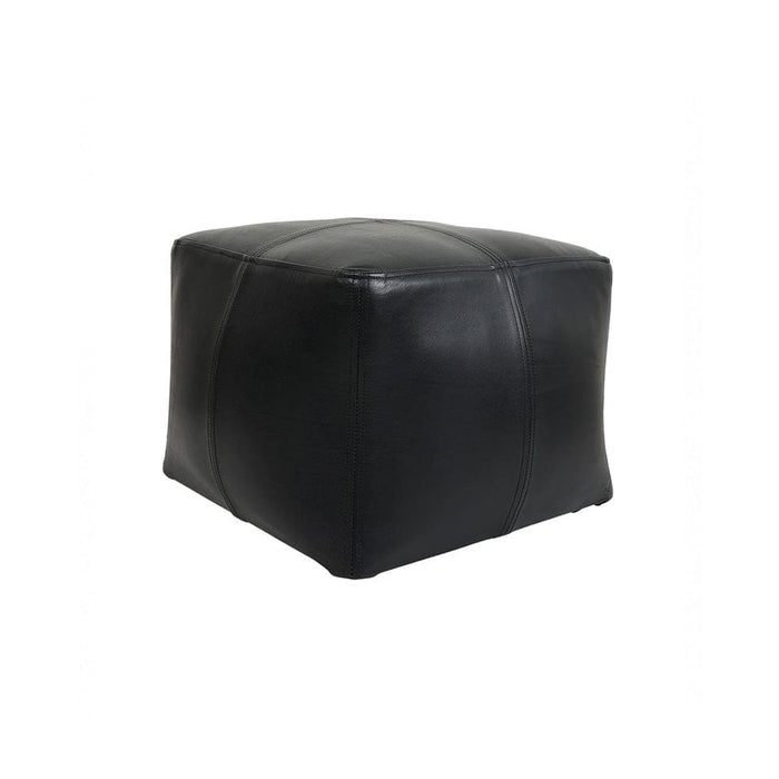 Hertex Haus Stool Square Root Leather Ottoman in Blackwood