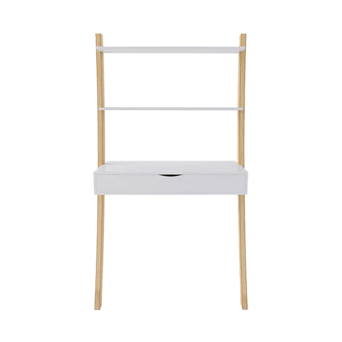 elevenpast Desks Tall Leaning Desk with Shelves and Drawer | White or Black
