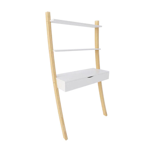 elevenpast Desks Tall Leaning Desk with Shelves and Drawer | White or Black