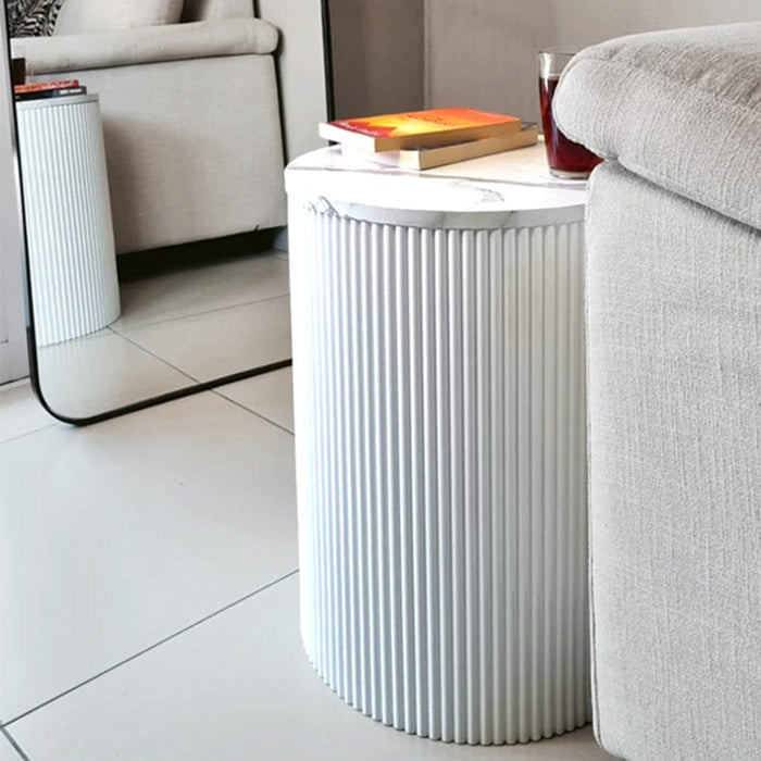 elevenpast Side Table Fluted Marble Storage Side Table