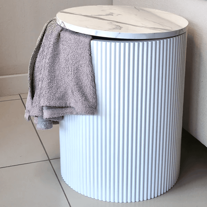 elevenpast Side Table Fluted Marble Storage Side Table