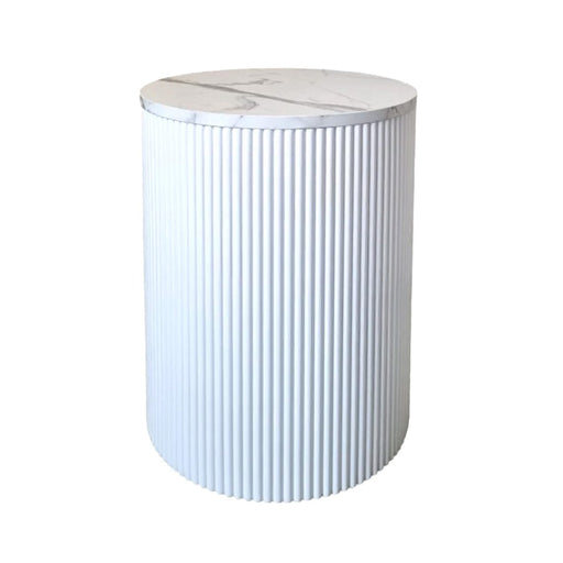 elevenpast Side Table Fluted Marble Storage Side Table