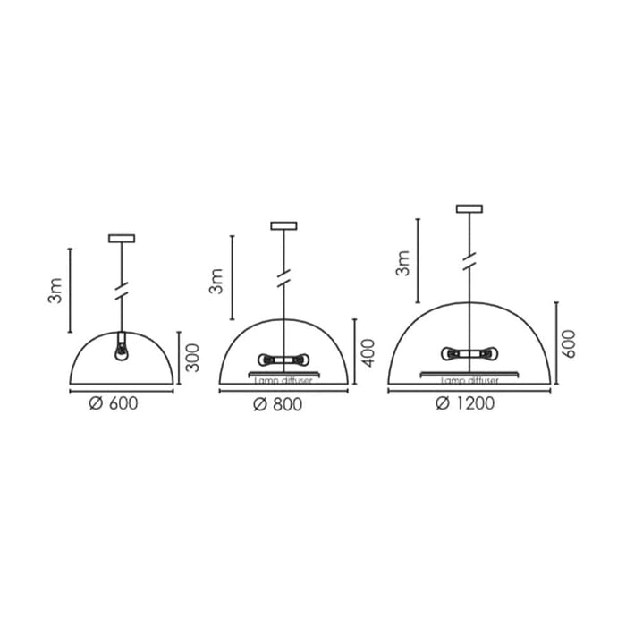 Spazio Pendant Cupola Dome Pendant Light 3 Sizes | 4 Colours