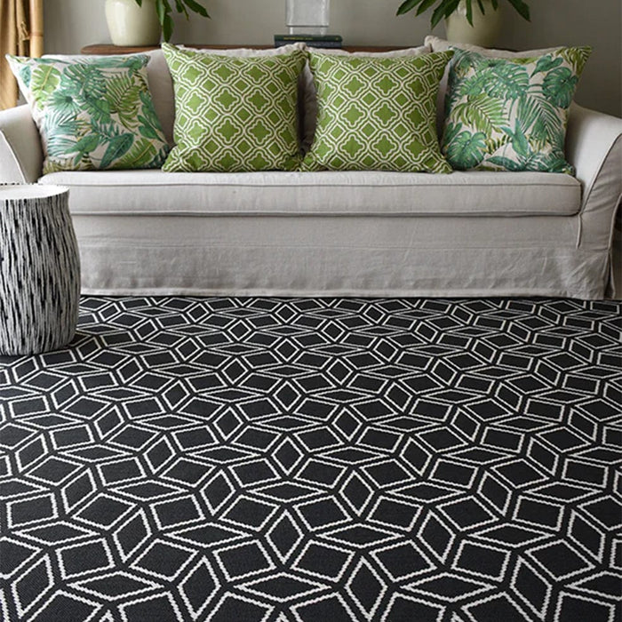 Rhombus Rug Pattern Rhombus Reversible Black Rug | elevenpast