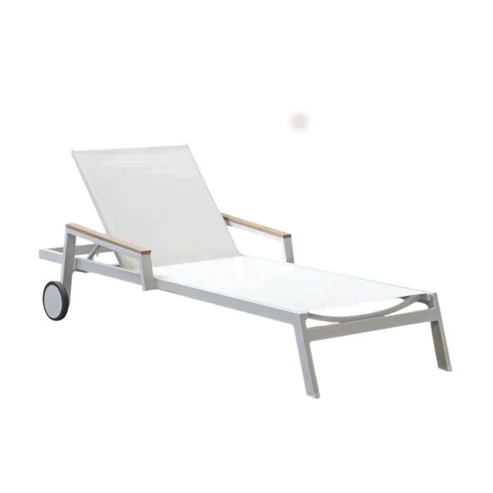 elevenpast pool lounger White Amalfi Premium Patio Lounger – Reclining Aluminium Sunbed 4.5050.31