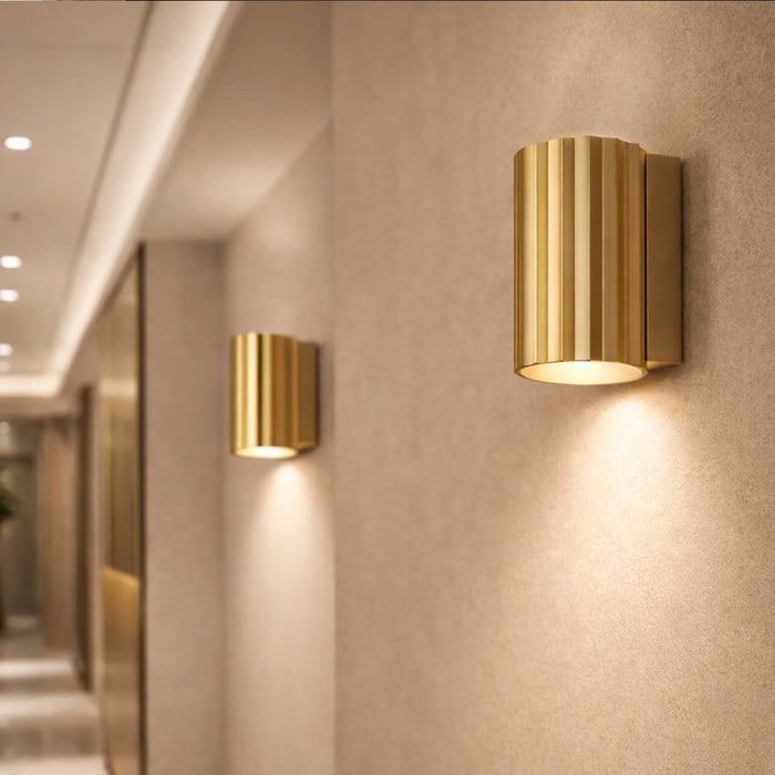 elevenpast Wall Light Golden Ribbed Modern Down Facing Wall Light 4557.1.10
