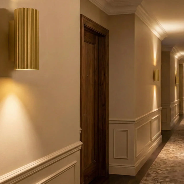 elevenpast Wall Light Golden Ribbed Modern Up Down Wall Light 4557.2.10